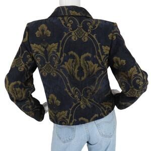 Vintage Painted Pony Tapestry Woven Knit Boho Versailles Baroque Blazer Jacket